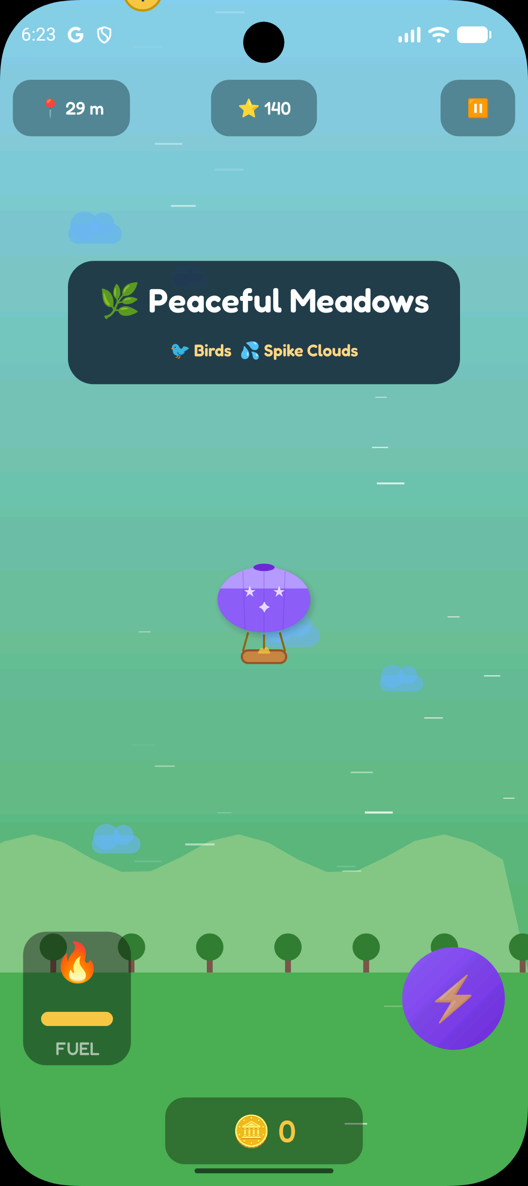 Dodging lightning in the Storm Clouds biome