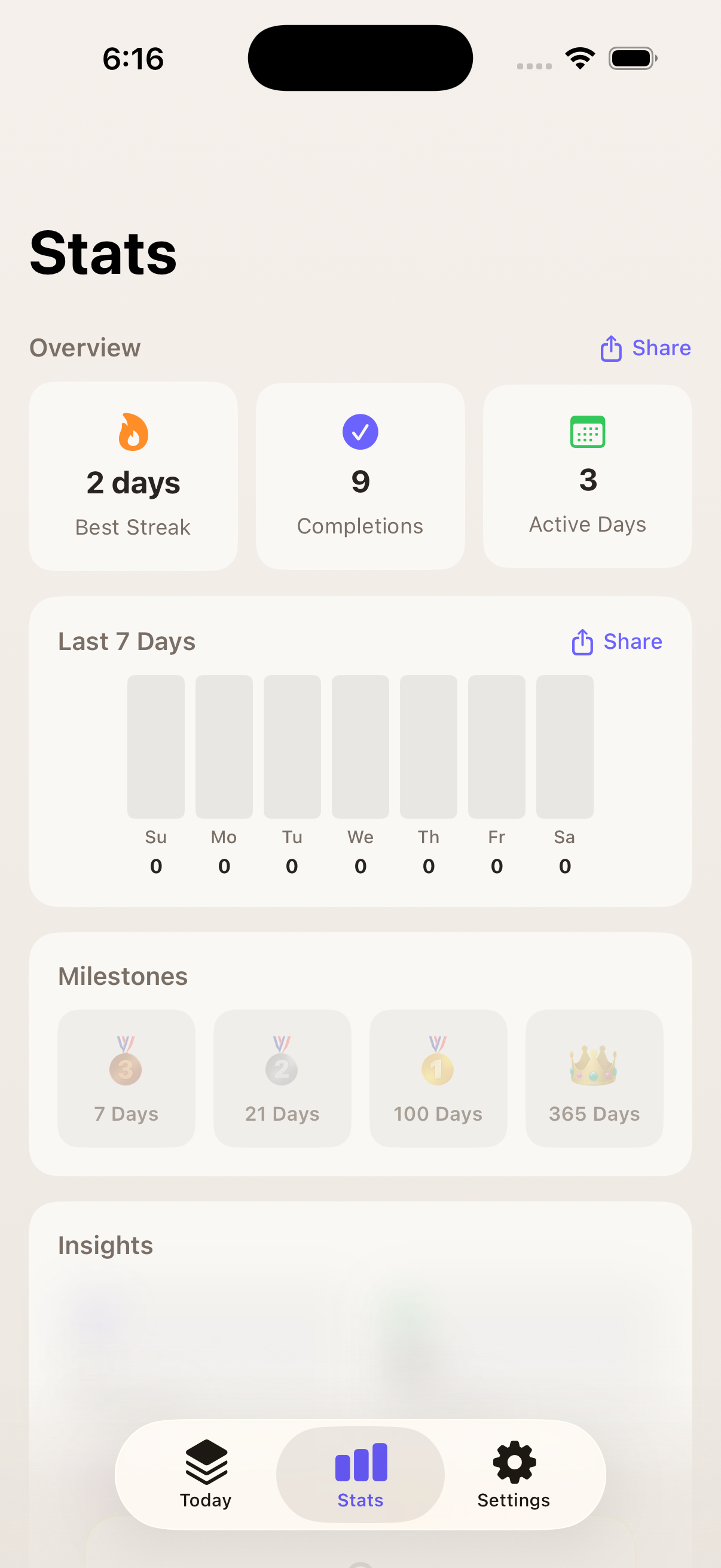 Habit detail with calendar heatmap